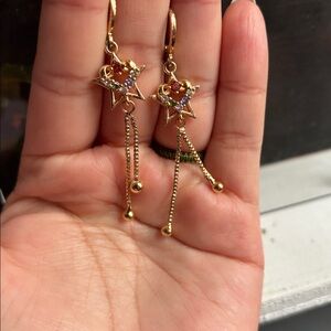 Gold Star Dangle Earrings